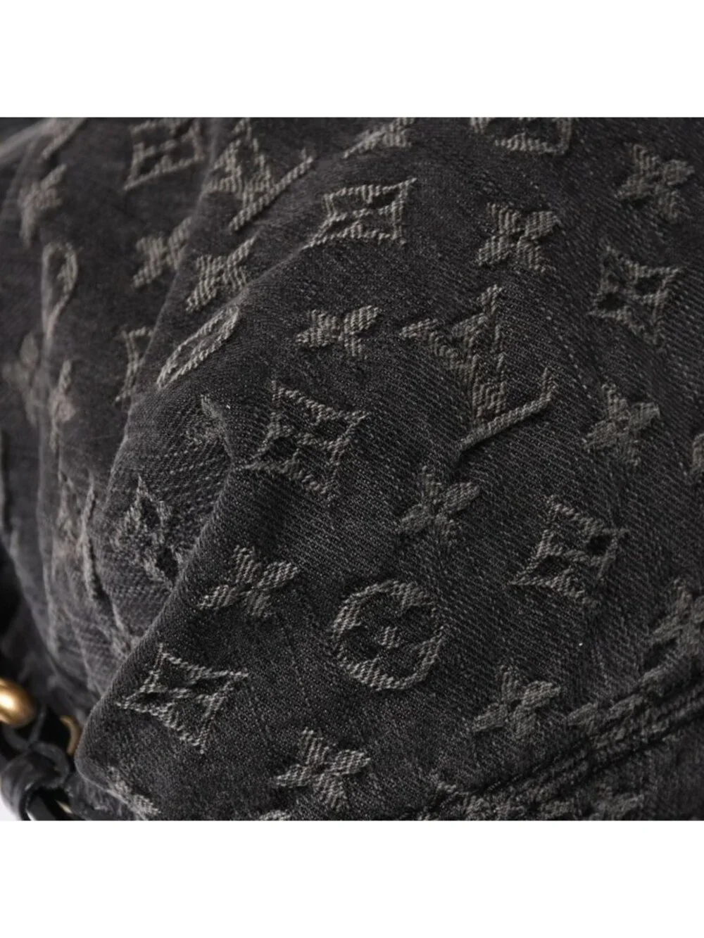 Louis Vuitton Neo Cabby MM Handbag Monogram Denim Black 2-Way Gold